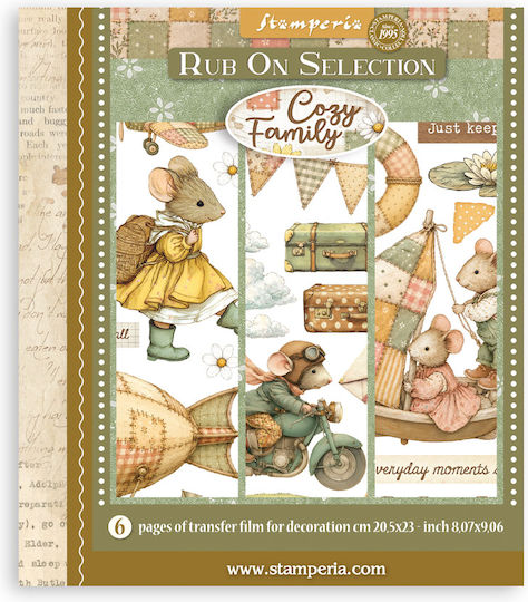 Албум с Декорации Rub-on Комплект 20.5×23 cm Stamperia Cozy Family