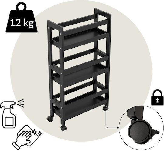 Costway Freistehendes Badezimmerregal aus Holz mit 3 Ablagen, 38 × 15 × 76 cm, Schwarz