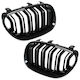 BMW Seria 5 E60 E61 03-10 Grile Între Faruri Tip Rinichi Stânga + Dreapta Set Bare Duble Curbate Negru Lucios