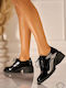 Vesya Damen Oxfords aus Lackleder in Schwarz