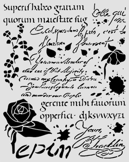 Thick Stencil 20x25cm Stamperia Flowers Poems Γράμματα Λουλούδια