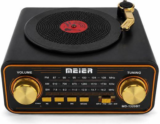 Meier MD-1320BT Retro Επιτραπέζιο Ραδιόφωνο Επαναφορτιζόμενο με Bluetooth και USB Μαύρο