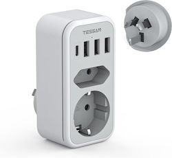 Tessan Einzelsteckdose mit 2 Steckplätzen, 3 USB-A- und 4 USB-C-Anschlüssen Tessan Einzelsteckdose mit 2 Steckplätzen, 3 USB-A- und 4 USB-C-Anschlüssen
