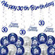 30th Birthday Decoration Set Blue Silver Garland Balloons