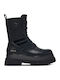 Any Sway Damen-Lederstiefeletten im Bikerstil mit mittelhohem Absatz in Schwarz
