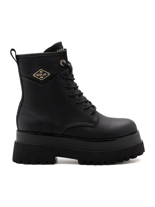 Any Icon Damen-Bikerboots mit Mittelhohem Absatz Schwarz