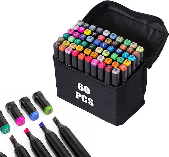 Markere cu Alcool Multicolor Set 60 Culori