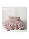 Kentia Versus King Size Sheet Set with Elasticated Fitted Sheet 180x200+35cm Terracotta - White (4 Pieces)