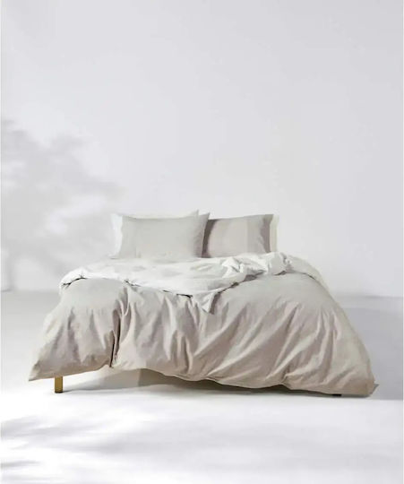 Kentia Loft Mary Double Bed Sheet Set 240x270cm Beige - White (4 pcs)