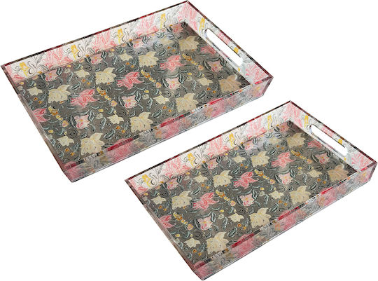 Espiel Decorative Rectangular Glass Tray 40x25.7x3.7cm 2 Pieces