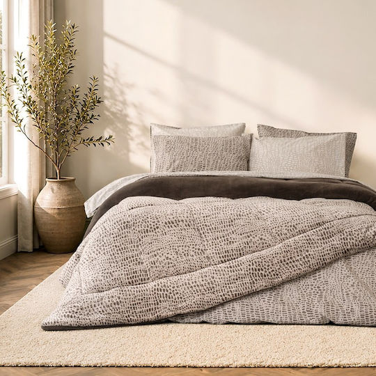 Nima Κουβερτοπάπλωμα Σετ Υπέρδιπλο 220x240εκ. Μπεζ