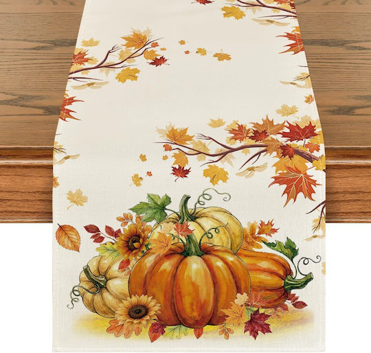 Decorative Table Runner Autumn Pumpkin Pattern 40 X 240 Cm