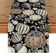 Decorative Autumn Table Runner Black Leaves Pumpkins 40x140 Cm