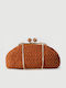 Gestrickte Damen-Clutch Kamel