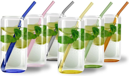 Vialli Design Vivo 32231 Комплект Стъклени Чаши за Коктейл Кафяви със Сламка 500ml 12бр