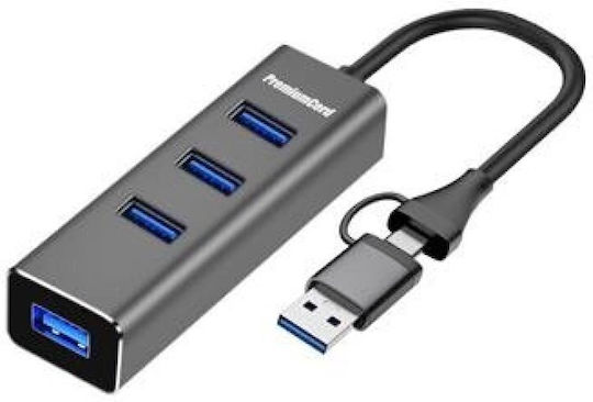 PremiumCord 4-Port USB 3.2 Hub with USB-C / USB-A Connection