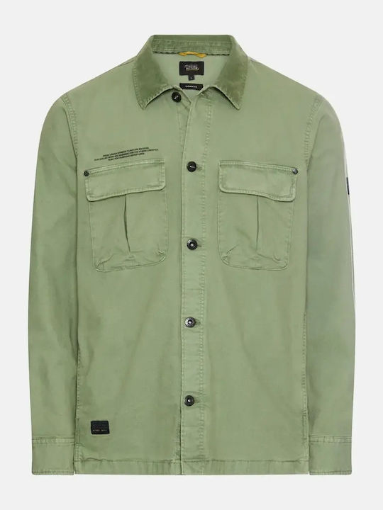 Long-Sleeve Linen Overshirt Green