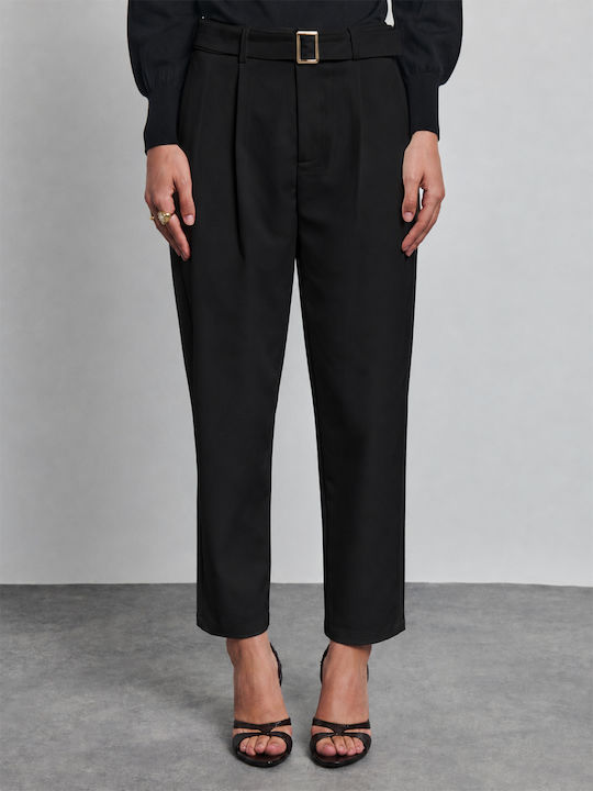 Olivia Women's Leather Trousers in a Loose Fit Black