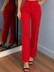 Damen Stoffhose mit Hohem Bund in Slim-Passform Rot