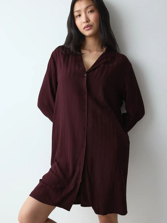 Triumph Winter Women's Aubergine Nightgown Amourette Jacquard Ndw