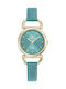 Women's 28mm Battery-Powered Watch with Turquoise Leather Strap