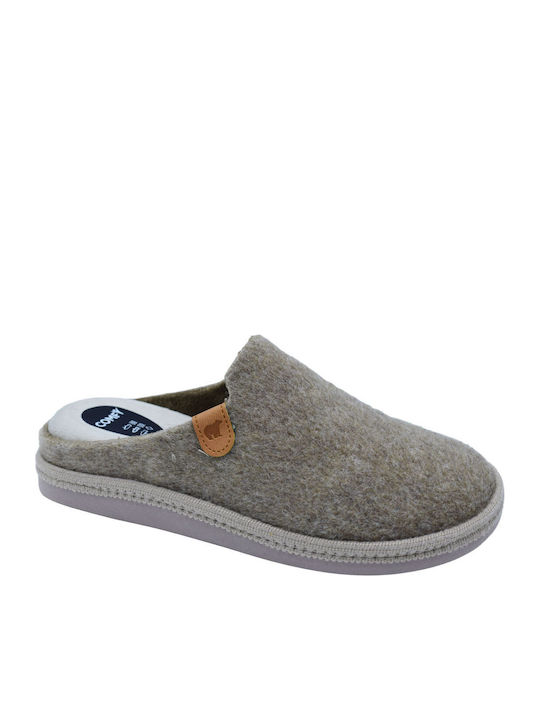 Anatomische Hausschuhe mit Fell Beige