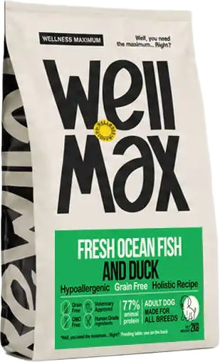 Wellmax Grain-Free Adult Dry Dog Food Fresh Ocean Fish Duck Hypoallergenic 2kg