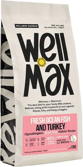 Wellmax Puppy Grain-Free Dry Dog Food with Fresh Ocean Fish and Turkey Hypoallergenic 12kg