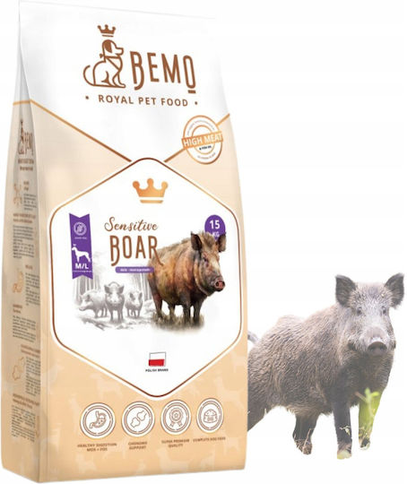 15kg Dry Dog Food for Medium & Large Breeds with Wild Boar