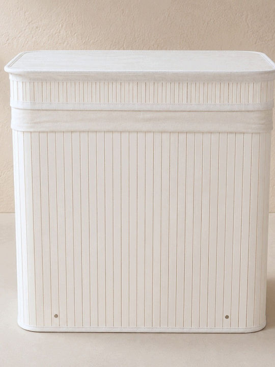 Atmosphera Coș de Rufe din Bambus 150 l cu Capac 63x43x60 cm Alb