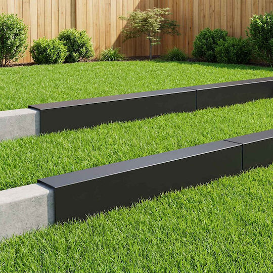 Garden Edging Profiles 10 Pcs 100 x 20 x 15 cm Steel Black 8012977 Black