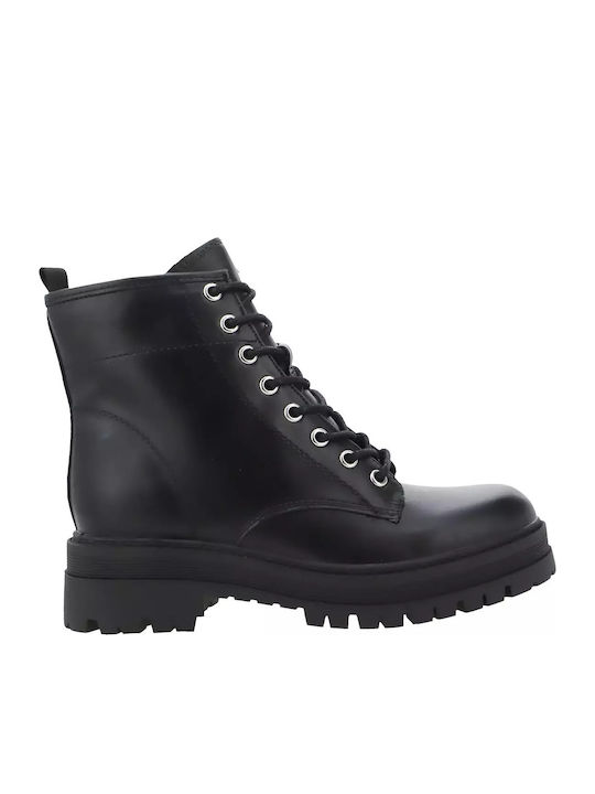 Piercy Damen-Kampfstiefeletten mit Mittelhohem Absatz Schwarz