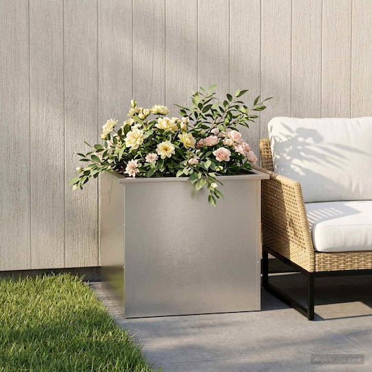 vidaXL Metal Planter Box Silver 50x60x48 cm