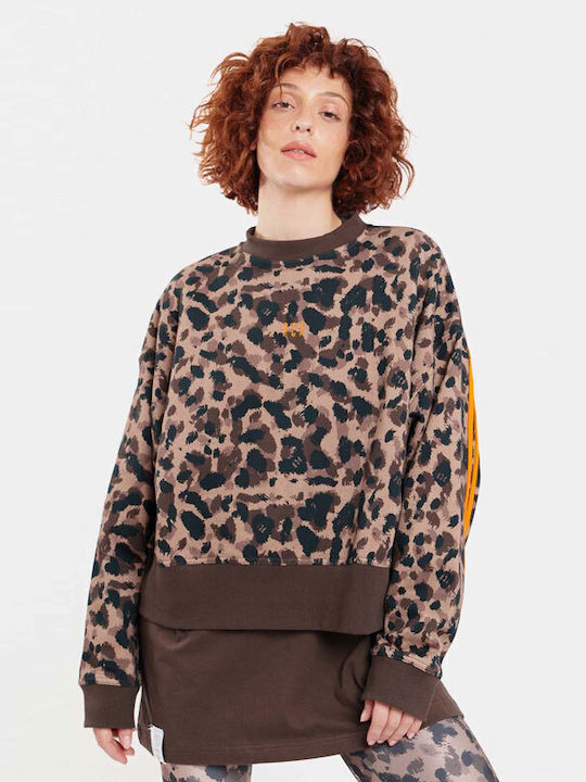 Damen-Sweatshirt Braun Leopard