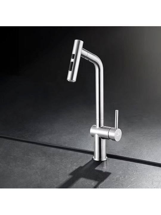 Higold Countertop Kitchen Faucet with Pull-Out Spray Silver