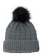 Winter Blur Pom Pom Beanie Unisex Fleece Knitted Beanie in Grey