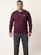 Men’s Plus Size Pyjama Collection Comfort Henley Sweatshirt Greek-Made Burgundy Cl27101-62-Burgundy