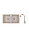 Laveo Einbauspüle aus Flüssiggranit mit Wasserhahn L 44 × B 80 cm Beige 5905358226797