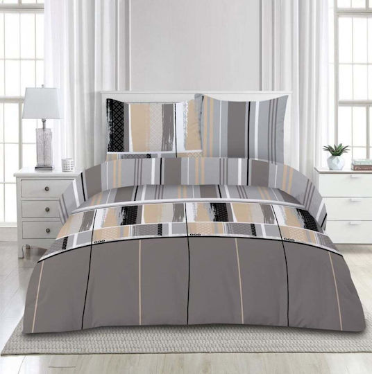 Heinner Σετ Παπλωματοθήκη 200x220cm Διπλή με 2 Μαξιλαροθήκες & 1 Σεντόνι Γκρι