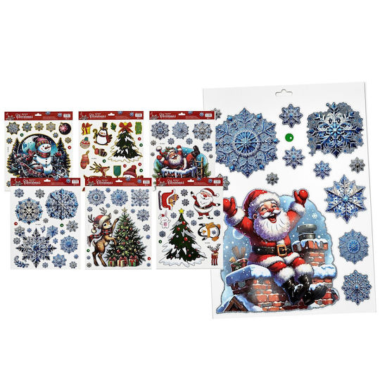 XMASfest Χριστουγεννιάτικα Αυτοκόλλητα για Παράθυρο 30x42εκ. 12τμχ