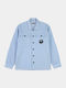 Long Sleeve Corduroy Shirt in Regular Fit Ice Blue
