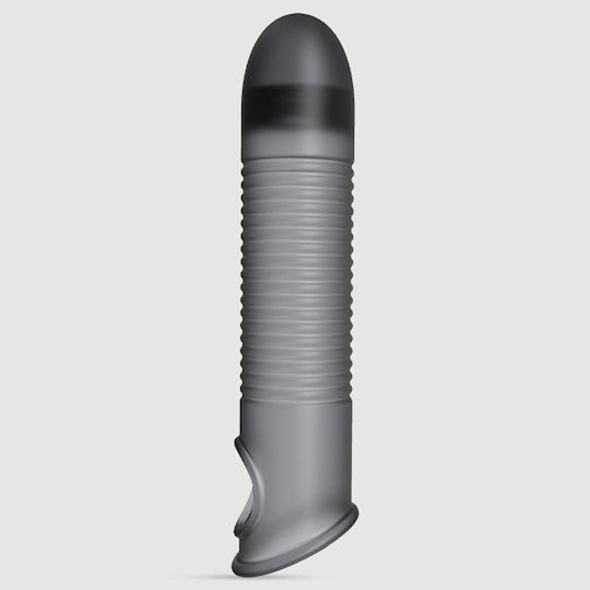 Elastische Silikon-Penishülle mit Rippen Flexible Ribbed Silicone Penis Sleeve 17,6 cm Schwarz
