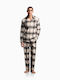 Emporio Armani Winterlicher Karierter Herrenpyjama aus Baumwolle Clay Check