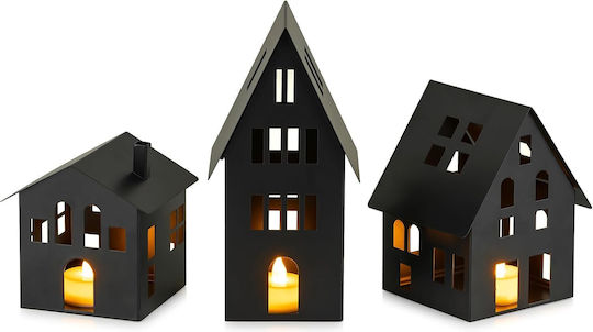 Led House Комплект метални черни фенери 3 бр.