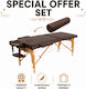 Rest Pro Classic 2 + Cilindri de Masaj Pat de Fizioterapie Portabil/Pliabil Maro din Lemn 192x70 cm