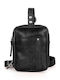 Leather Men's Sling Bag Black