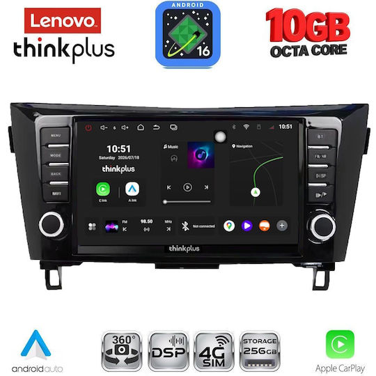 Lenovo Auto-Audiosystem für BMW X2 / X6 Nissan Qashqai / X-Trail 2014–2021 (Bluetooth/USB/WiFi/GPS/Apple-CarPlay/Android-Auto) mit 9-Zoll-Touchscreen