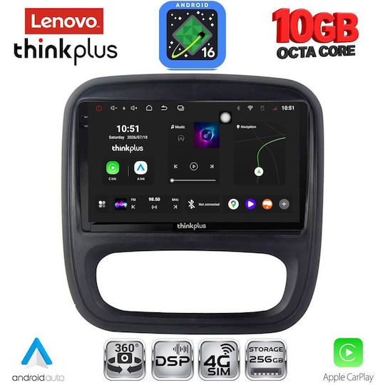 Lenovo Autoradio für Opel Vivaro, Renault Trafic, BMW X2 / X6 und Nissan NV300 2014–2019 (Bluetooth/USB/Wi-Fi/GPS/Apple CarPlay/Android Auto) mit 9"-Touchscreen