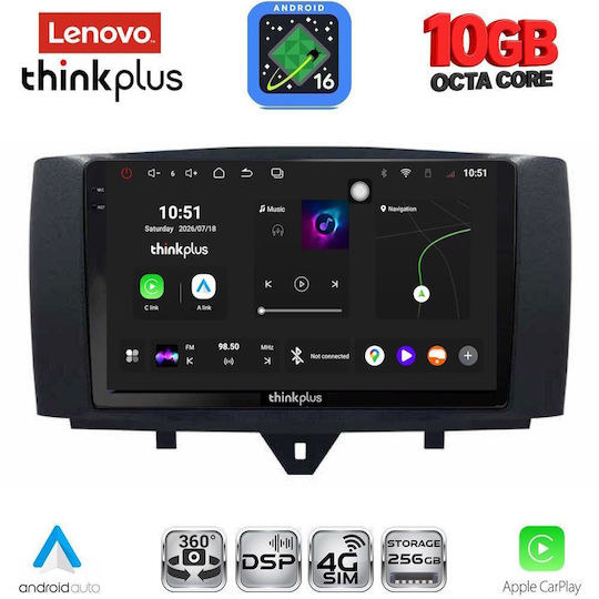 Lenovo Auto-Audiosystem für BMW X2 / X6 Smart ForTwo 2010–2015 (Bluetooth/USB/WiFi/GPS/Apple CarPlay/Android Auto) mit 9-Zoll-Touchscreen