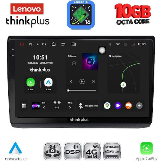 Lenovo Auto-Audiosystem für Opel Vivaro, Renault Trafic, BMW X2 / X6 und Nissan Primastar 2004–2015 (Bluetooth/USB/WiFi/GPS/Apple CarPlay/Android Auto) mit 10-Zoll-Touchscreen